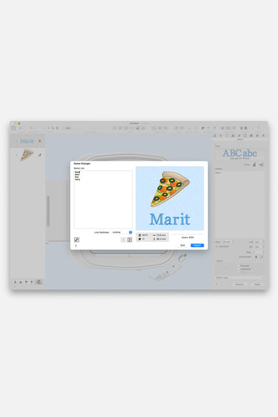 Der Namenswelchsler für die Sticksoftware mySewnet