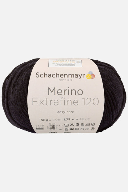 Handstrickgarn »Merino Extrafine 120« von Schachenmayr in Farbe schwarz (00199)