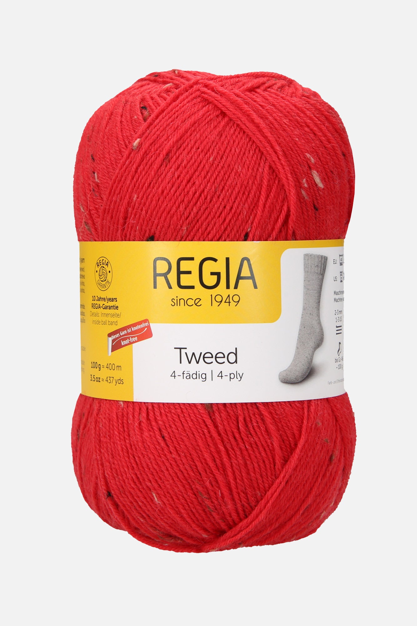 Handstrickgarn Regia 4-fädig Uni Tweed in Farbe rot / Tomate (0030)