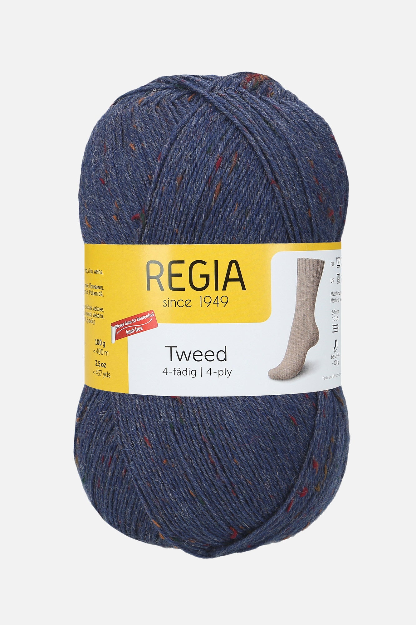 Handstrickgarn Regia 4-fädig Uni Tweed in Farbe blau (0052)