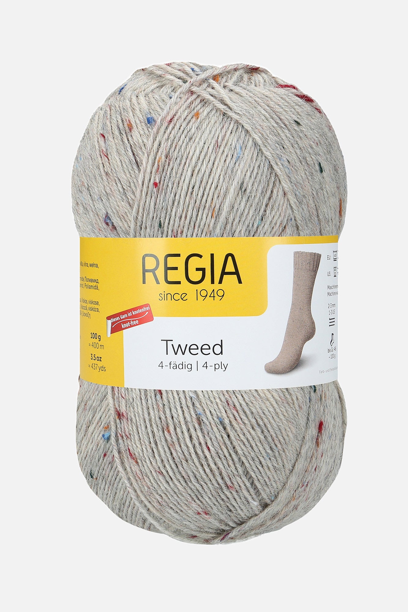 Handstrickgarn Regia 4-fädig Uni Tweed in Farbe hellgrau (0090)