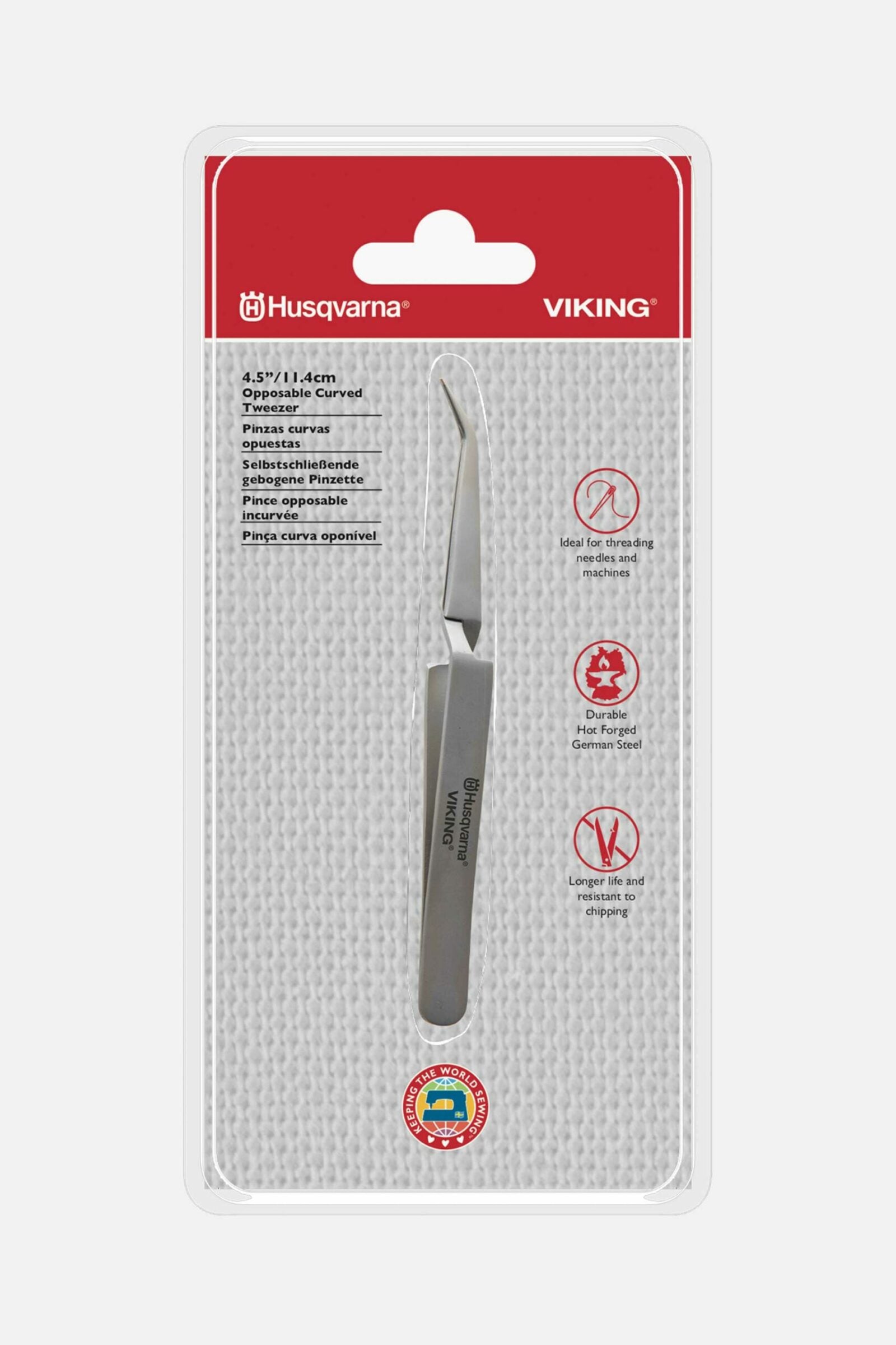 Husqvarna VIKING 11,4 cm selbstschliessende, gebogene Pinzette