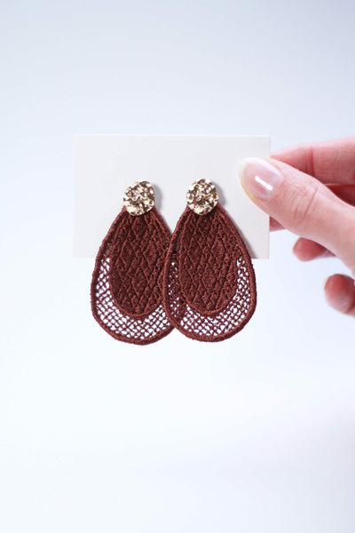 Embroidery file lace earrings