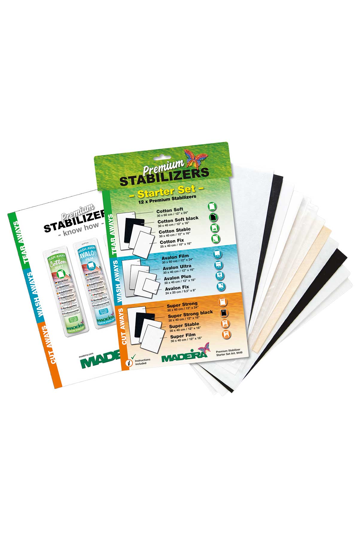 Madeira Premium Stabilizer Starter Set – 12 hochwertige Vlies‑Proben - Make ma!