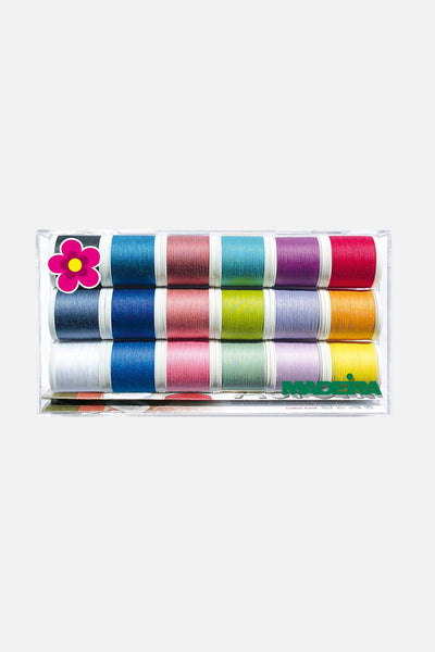 Madeira Aerofil 120 Clear Box – 18×400 m bunte Polyester-Corespun-Garn - Make ma!
