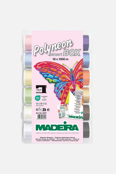 Madeira Polyneon 40 Smartbox Stickgarn – 18×1000 m inkl. Nadeln - Make ma!