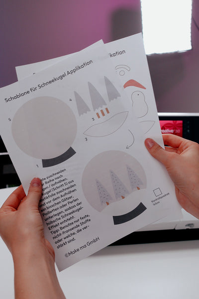 Meine Vorlage gibt es mit zwei Designs für die Schneekugel