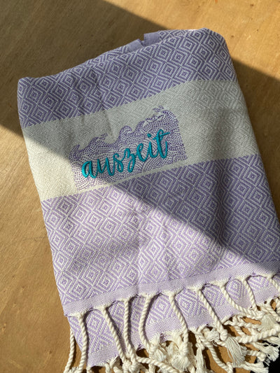 Handtuch besticken mit Stickdatei Auszeit 