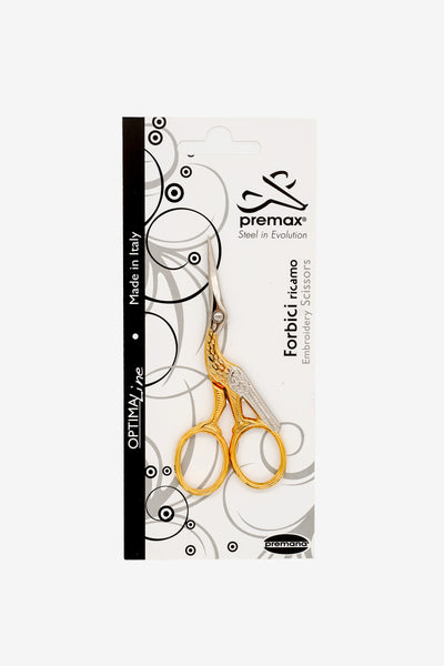Ciseaux à broder Primax en forme de cigogne (dorés/colorés) OptimaLine