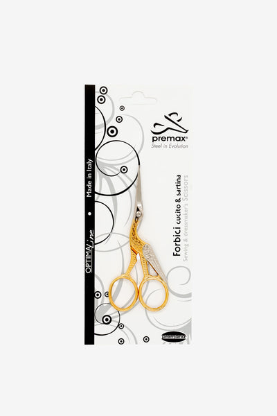 Ciseaux à broder Primax en forme de cigogne (dorés/colorés) OptimaLine