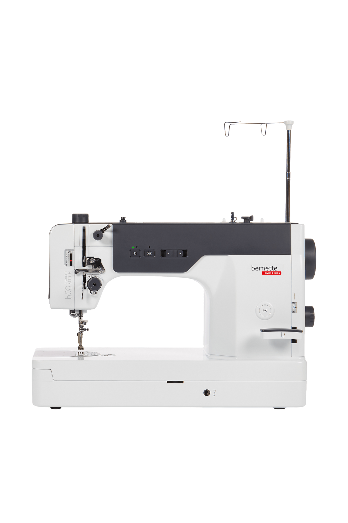 bernette b08 Straight Stitch Schnellnäher in gerader Frontansicht, freigestellt ohne Bodenschatten
