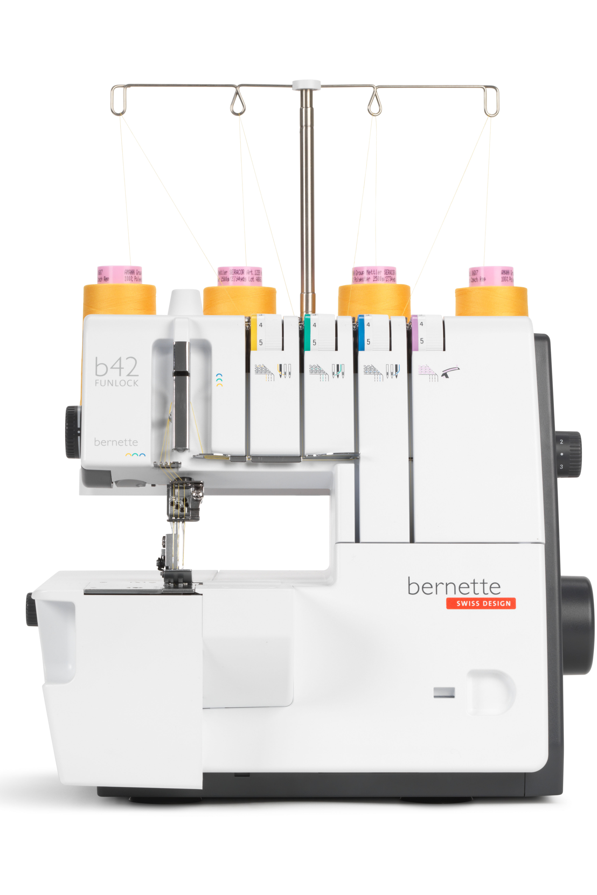 87 mm Arbeitsraum an der bernette b42 FUNLOCK Coverstitch