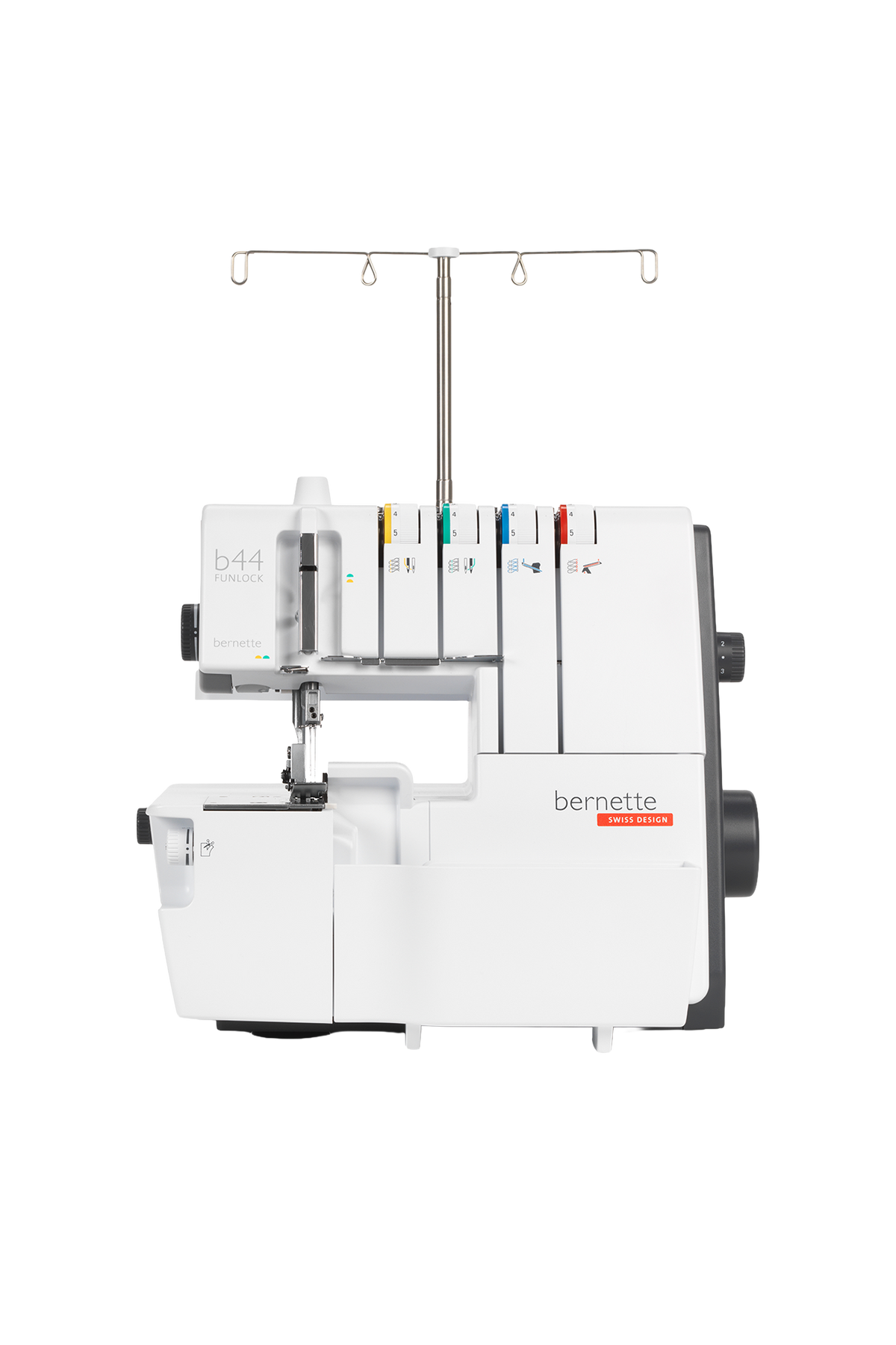 bernette b44 FUNLOCK Overlock in gerader Frontansicht, freigestellt ohne Bodenschatten