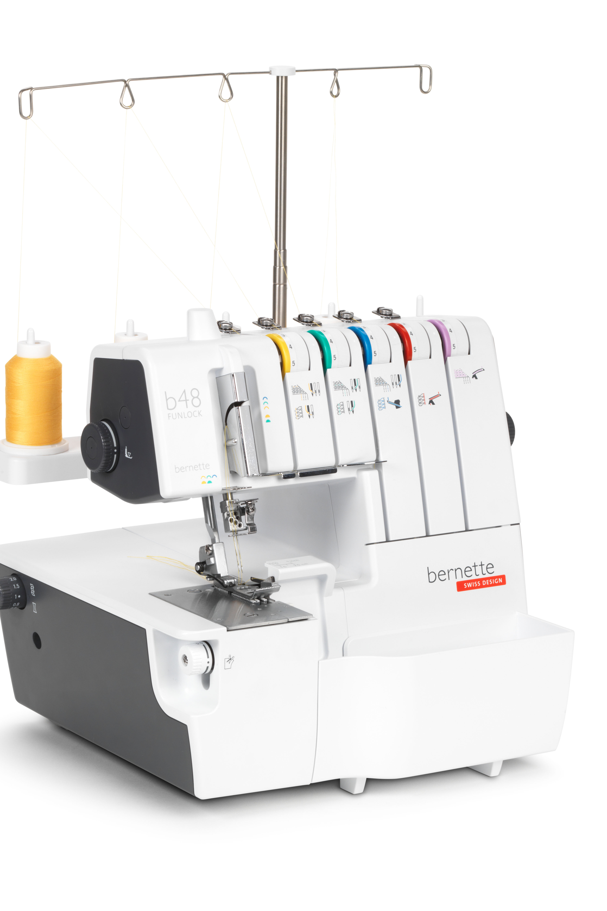 87 mm Arbeitsraum an der bernette b48 FUNLOCK Overlock/Coverstitch-Combo