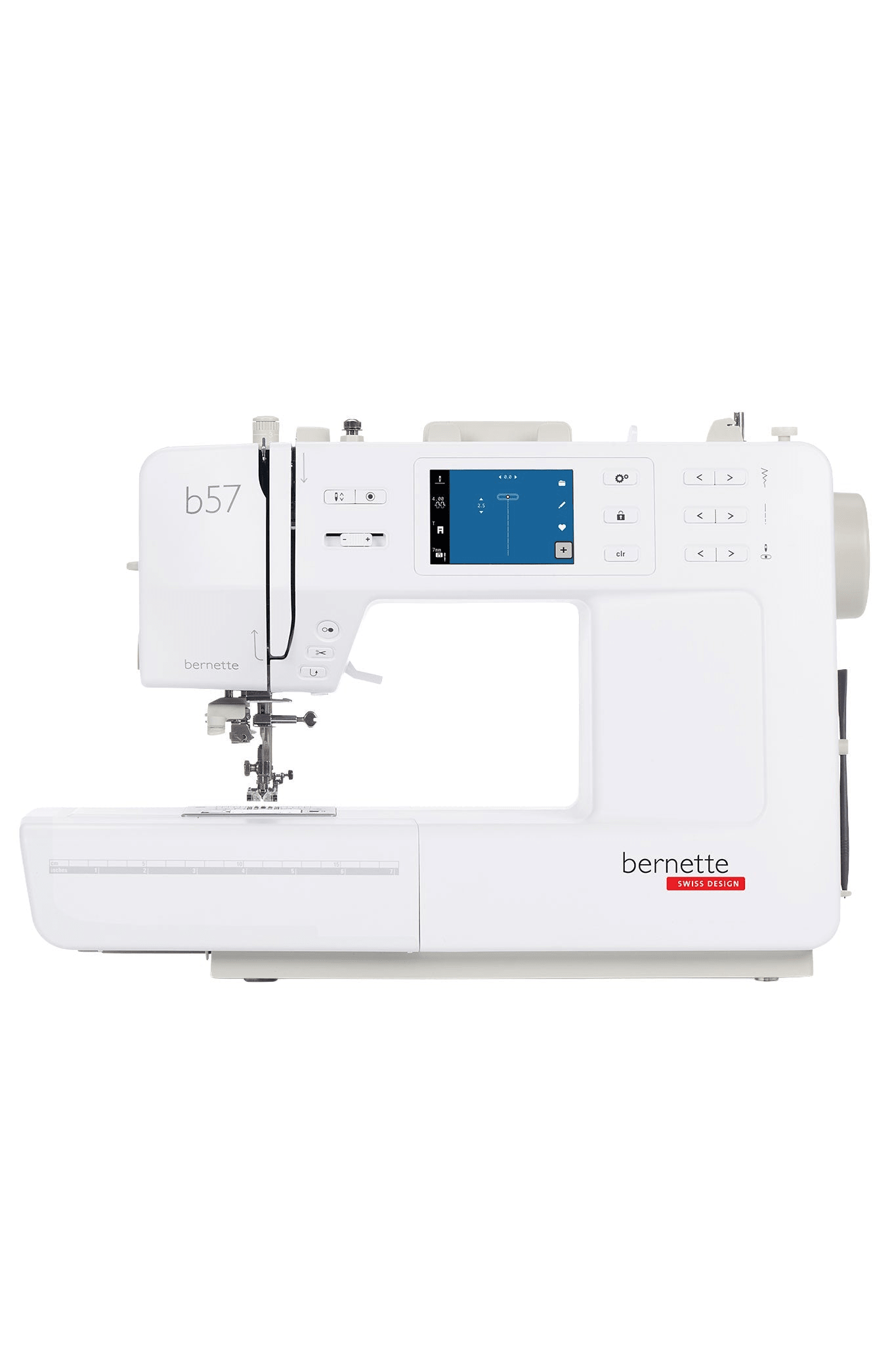 bernette b57 computerized sewing machine in front view on a white background