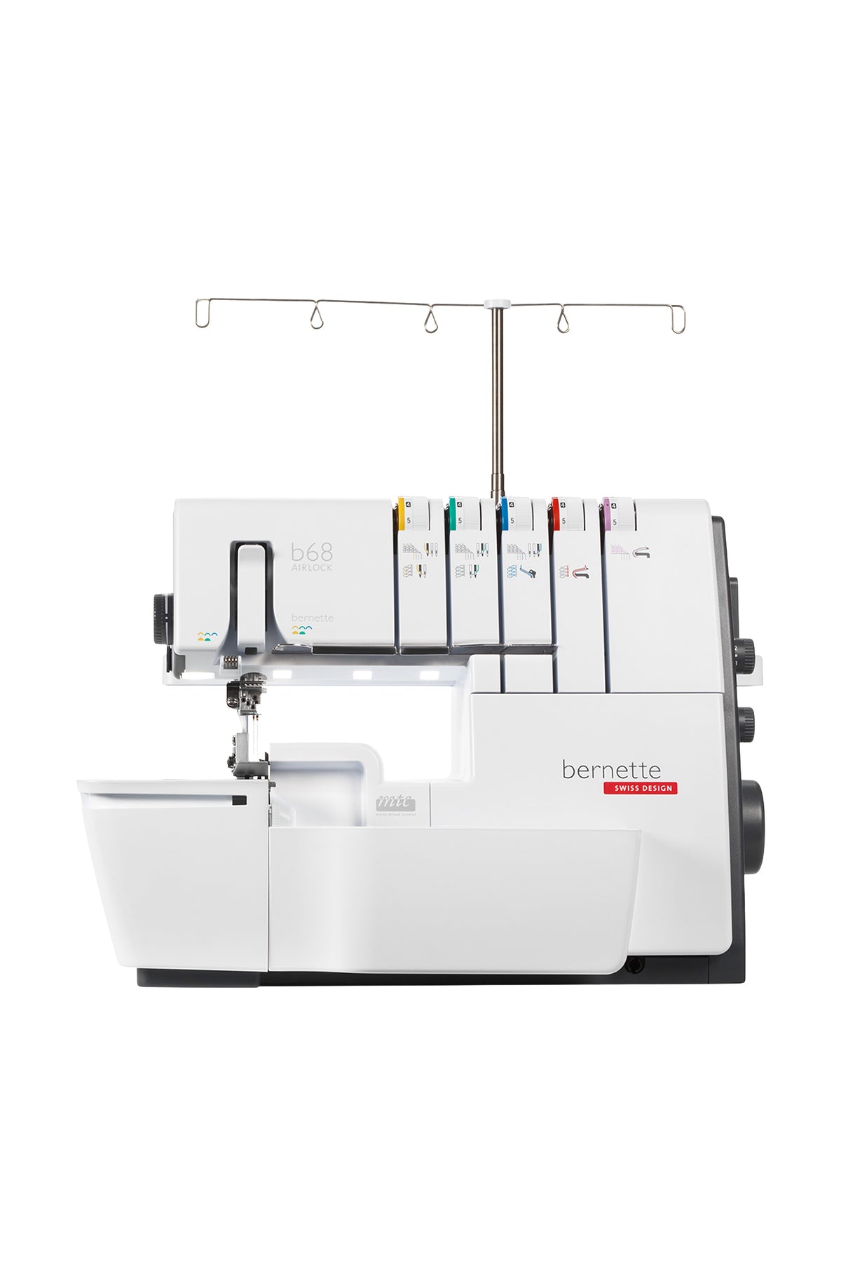 bernette b68 AIRLOCK overlock and coverstitch machine, shown in a straight-on view, isolated without a ground shadow