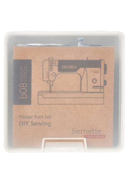 Boîte de rangement fermée du kit de pieds-de-biche bernette DIY pour la b08 Straight Stitch