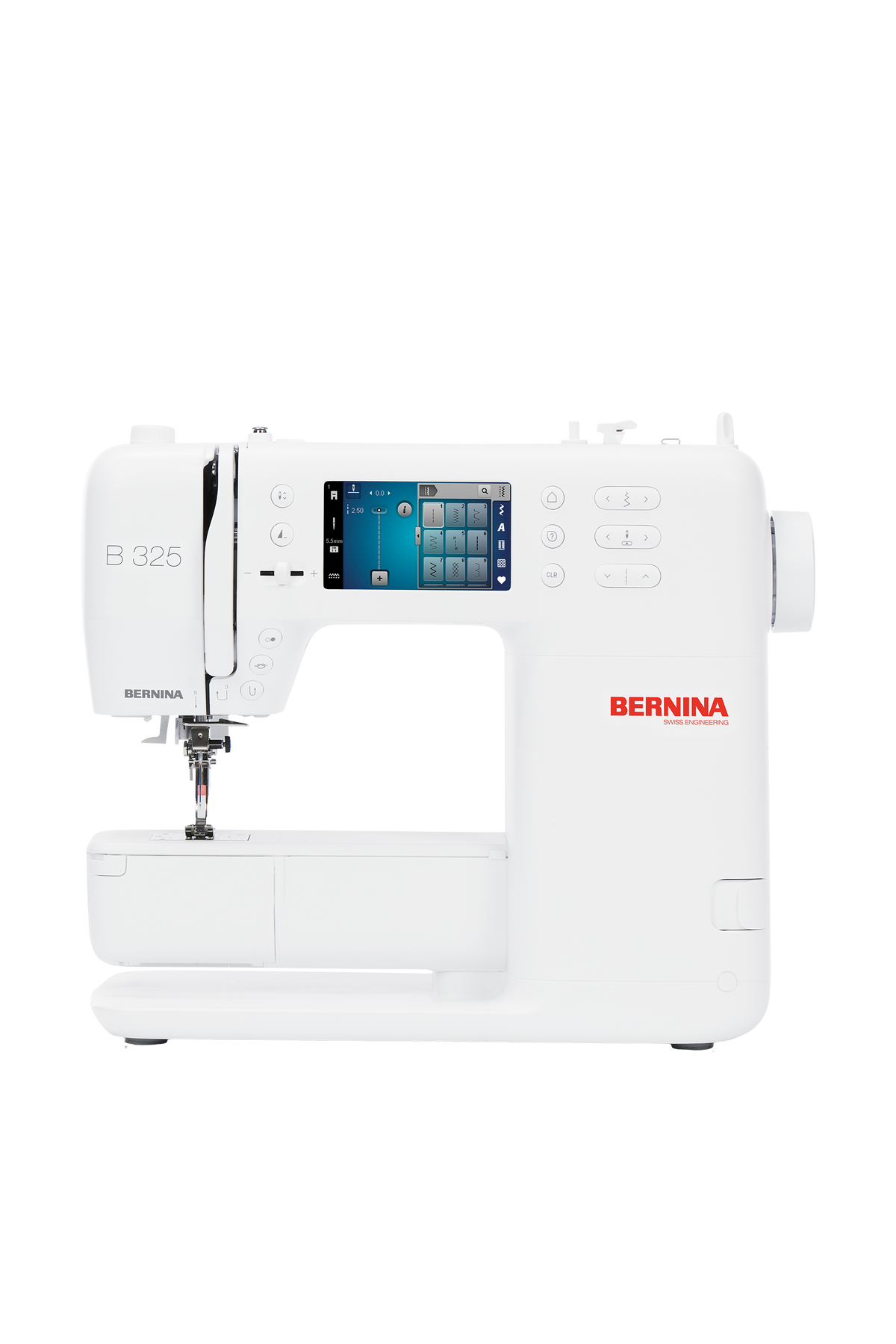 BERNINA 325 (2. Generation) Nähmaschine in gerader Frontansicht ohne Bodenschatten
