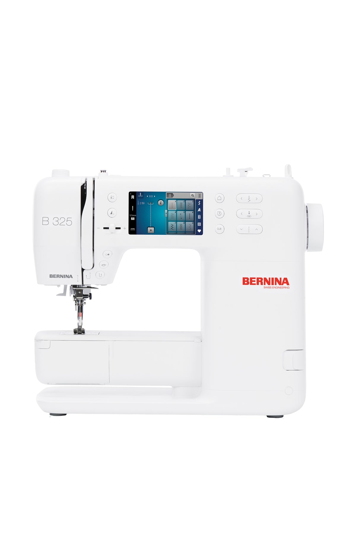 BERNINA 325 (2. Generation) Nähmaschine in gerader Frontansicht ohne Bodenschatten