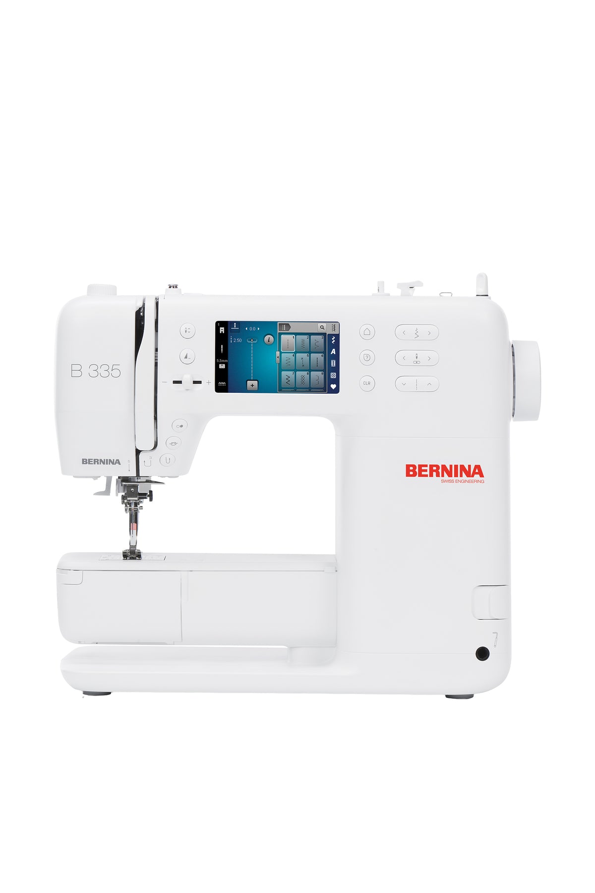 BERNINA 335 (2. Generation) Nähmaschine in gerader Frontansicht ohne Bodenschatten