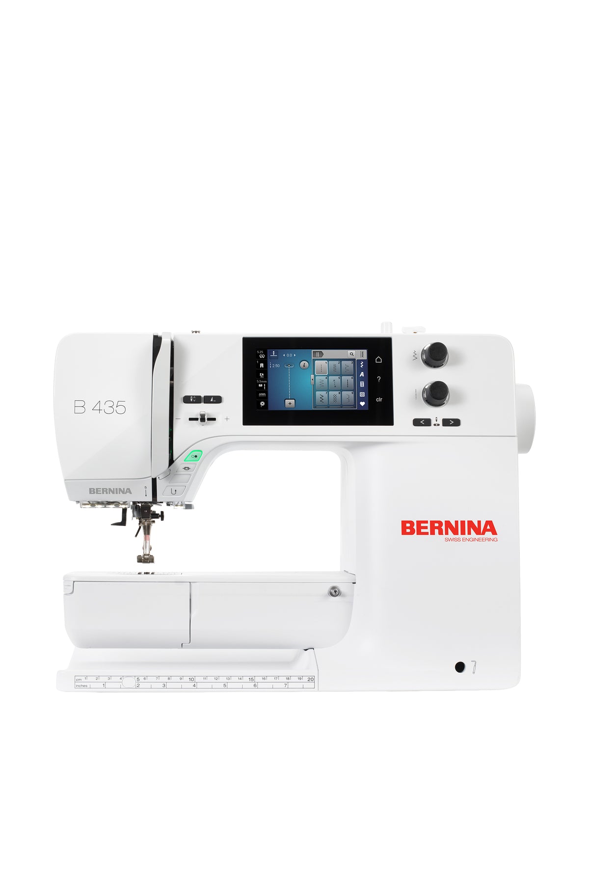 BERNINA B 435 Nähmaschine in gerader Frontansicht ohne Bodenschatten