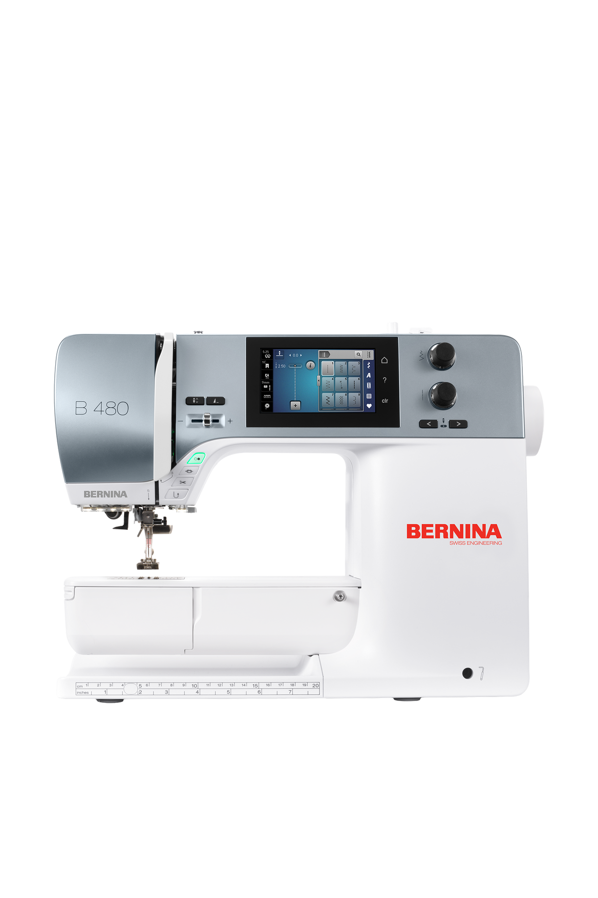 BERNINA B 480 Nähmaschine in gerader Frontansicht ohne Bodenschatten