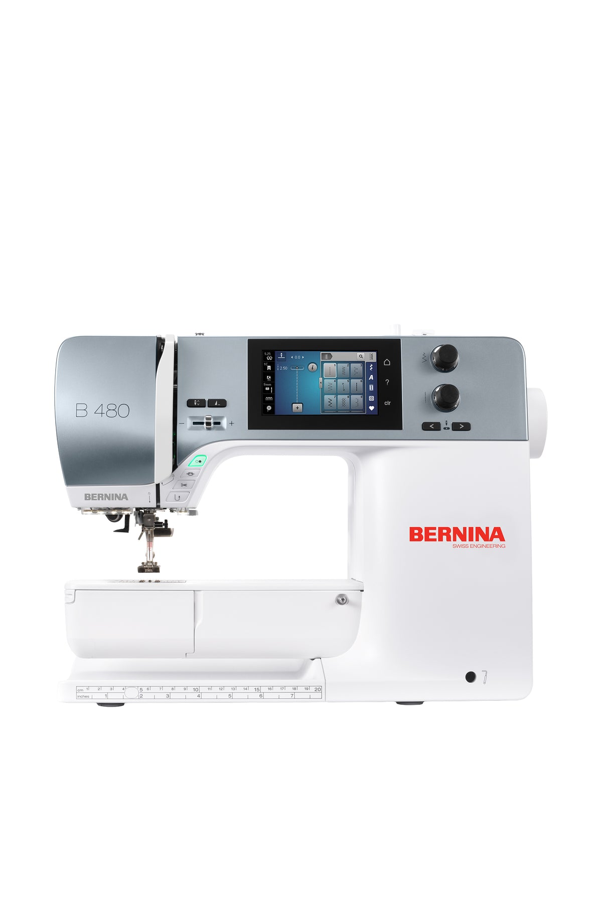 BERNINA B 480 Nähmaschine in gerader Frontansicht ohne Bodenschatten