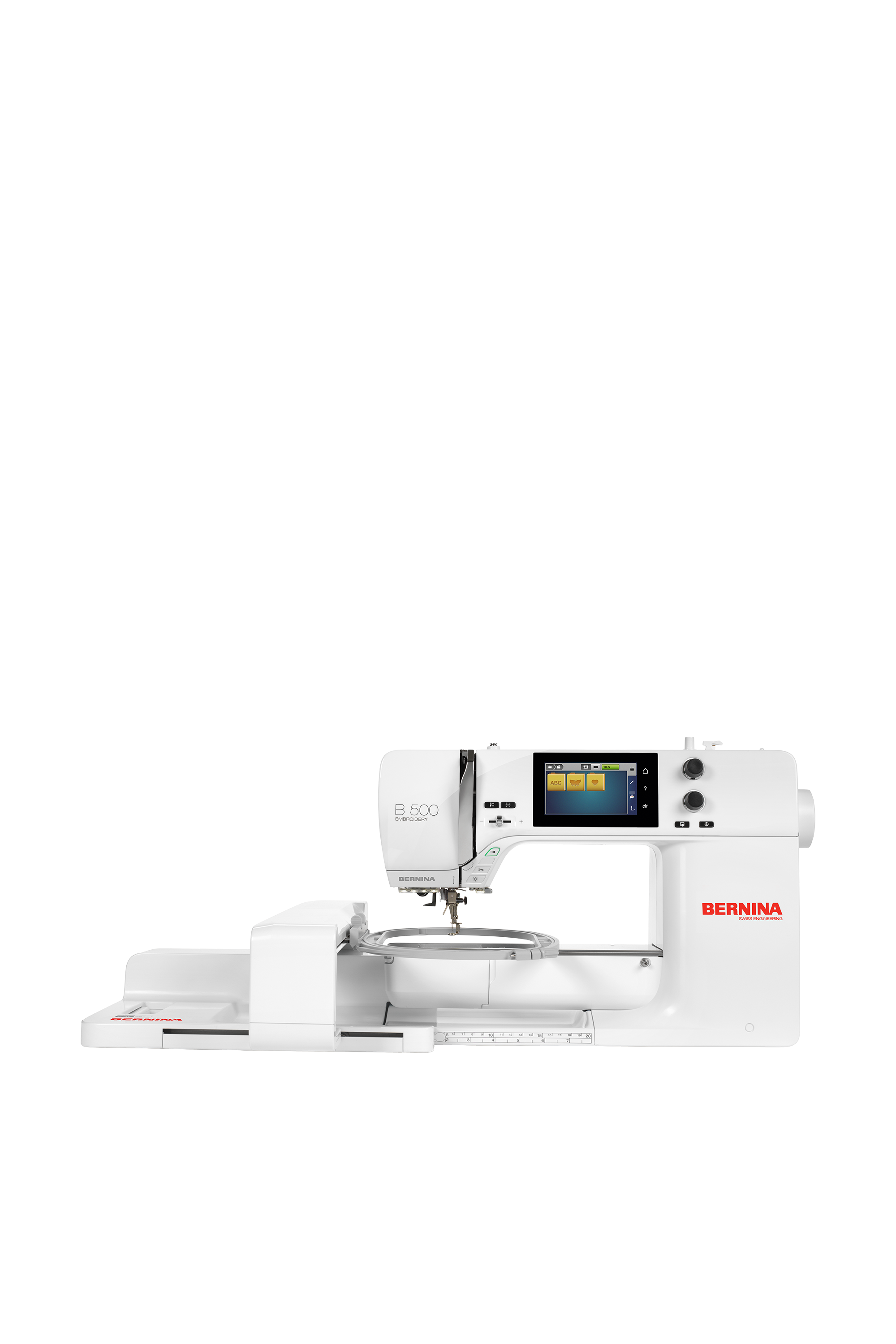 BERNINA 500 Stickmaschine in gerader Frontansicht ohne Bodenschatten