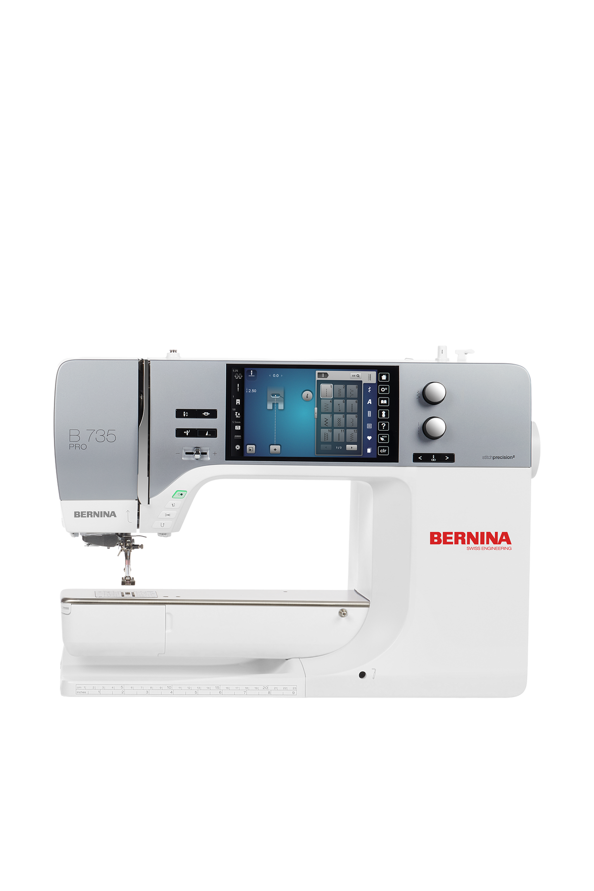 BERNINA B735 PRO Nähmaschine in gerader Frontansicht ohne Bodenschatten