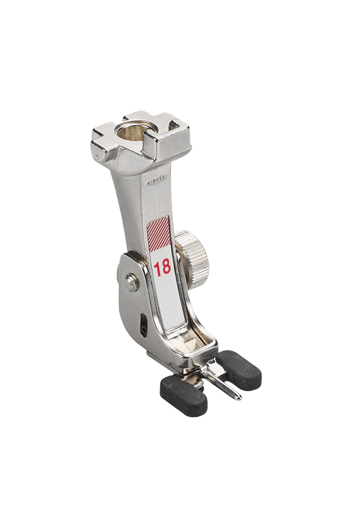 BERNINA Knopfannähfuß 18 mit Metallhalterung und zwei schwarzen Gummiauflagen