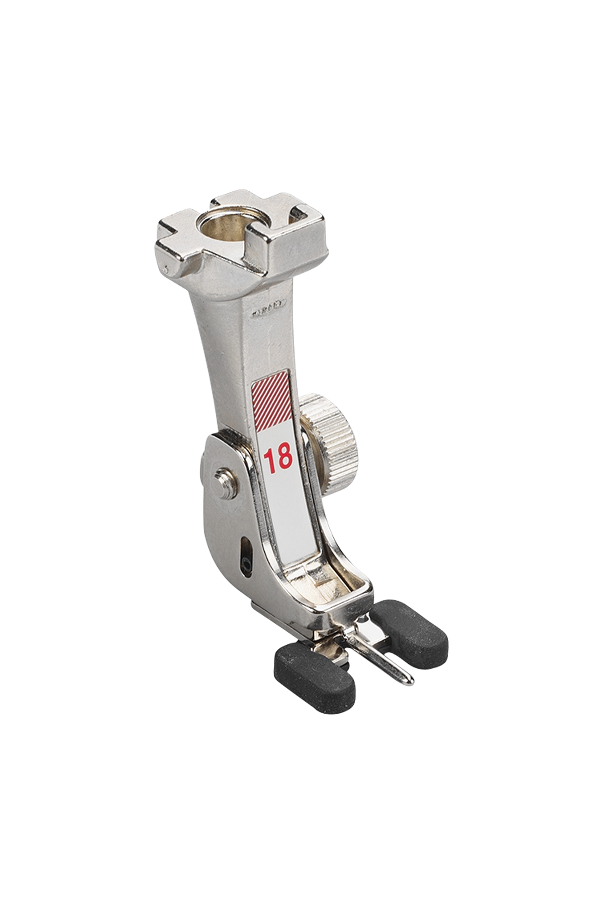 BERNINA Knopfannähfuß 18 mit Metallhalterung und zwei schwarzen Gummiauflagen
