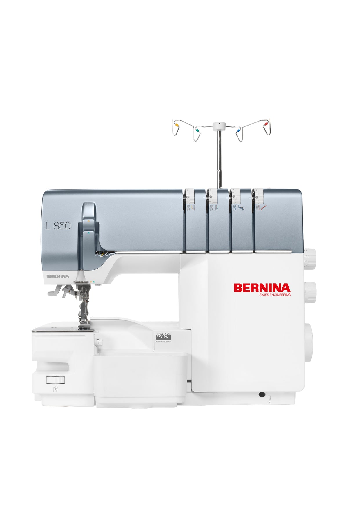 BERNINA L 850 Overlock in a straight front view, isolated without a ground shadow