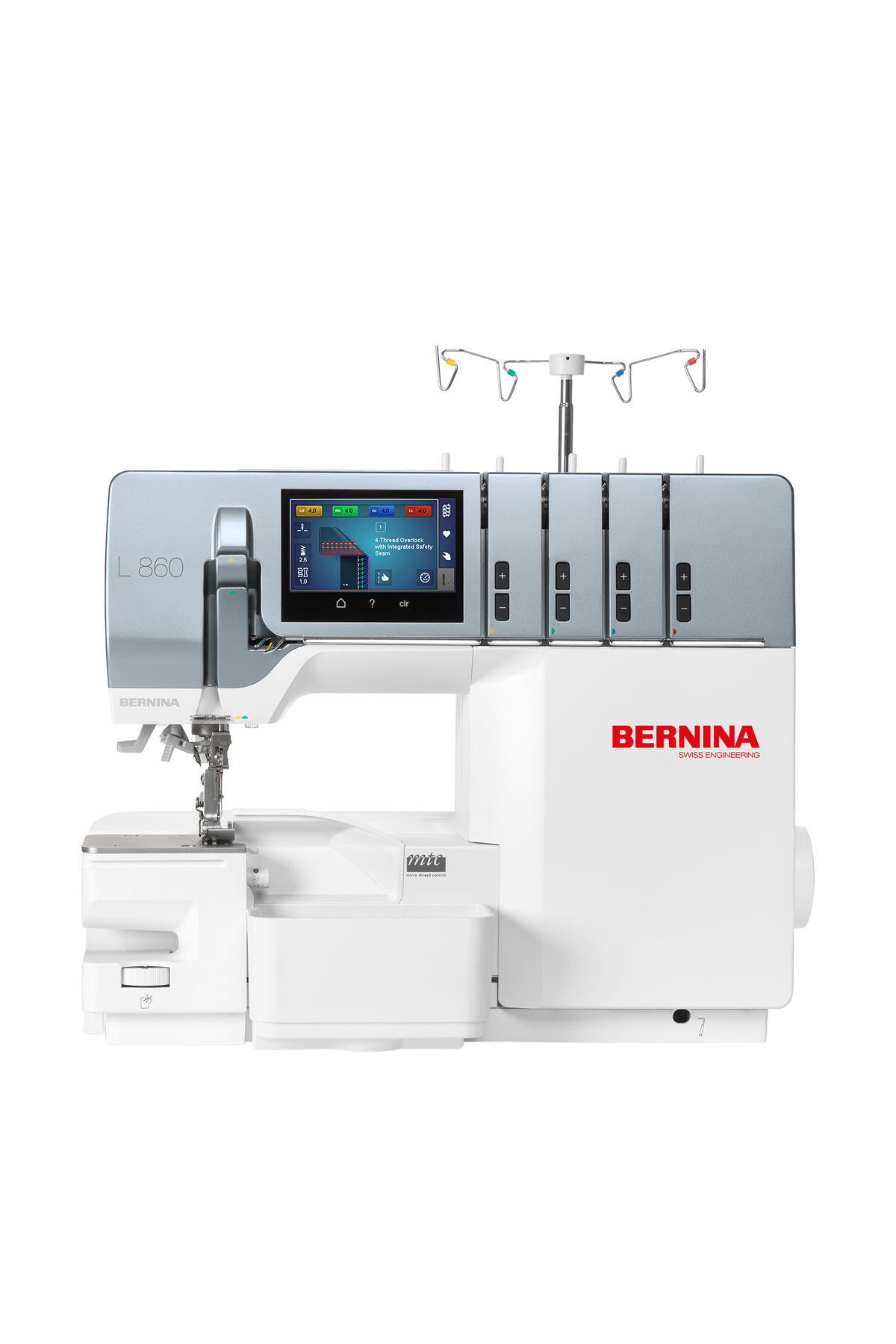 BERNINA L 860 Overlock in gerader Frontansicht, freigestellt ohne Bodenschatten