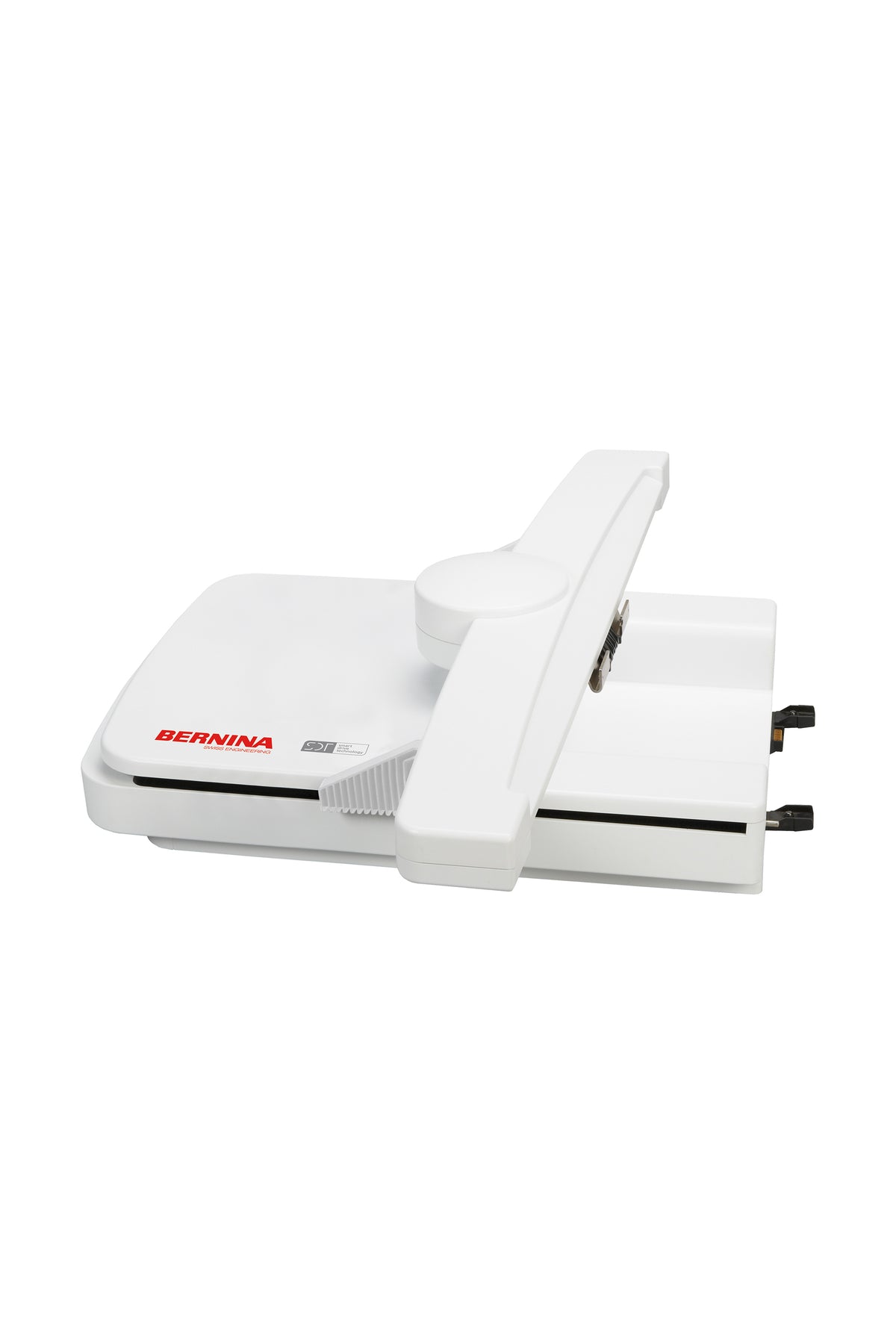 Module de broderie BERNINA L avec SDT, présenté seul de trois quarts avec ses connecteurs sur fond blanc