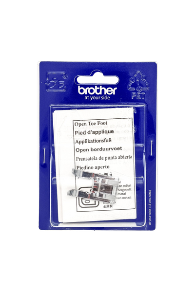 Brother Applikationsfuß offen in vollständiger Produktansicht mit freier Euroloch-Aufhängung