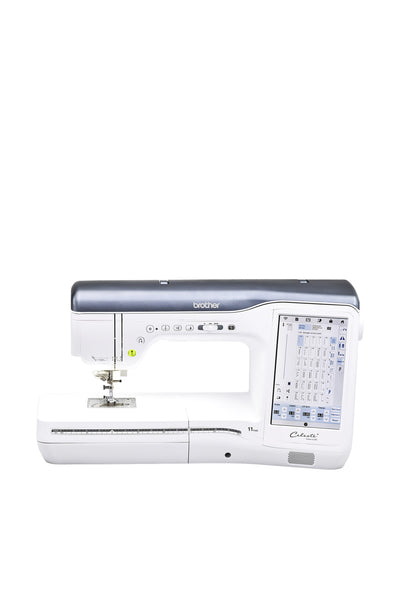 Brother Celeste Innov-is CX1 sewing machine, straight front view without a shadow on the floor