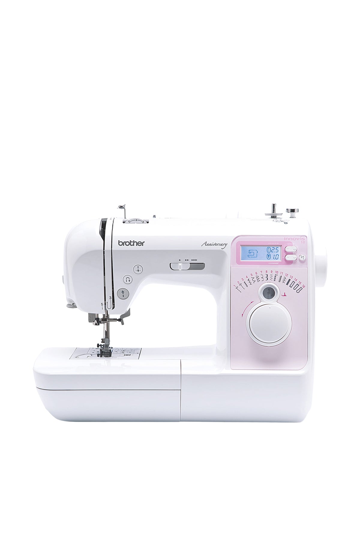 Brother Innov-is 10A (Top Pick) Sewing Machine, straight-on view without floor shadow