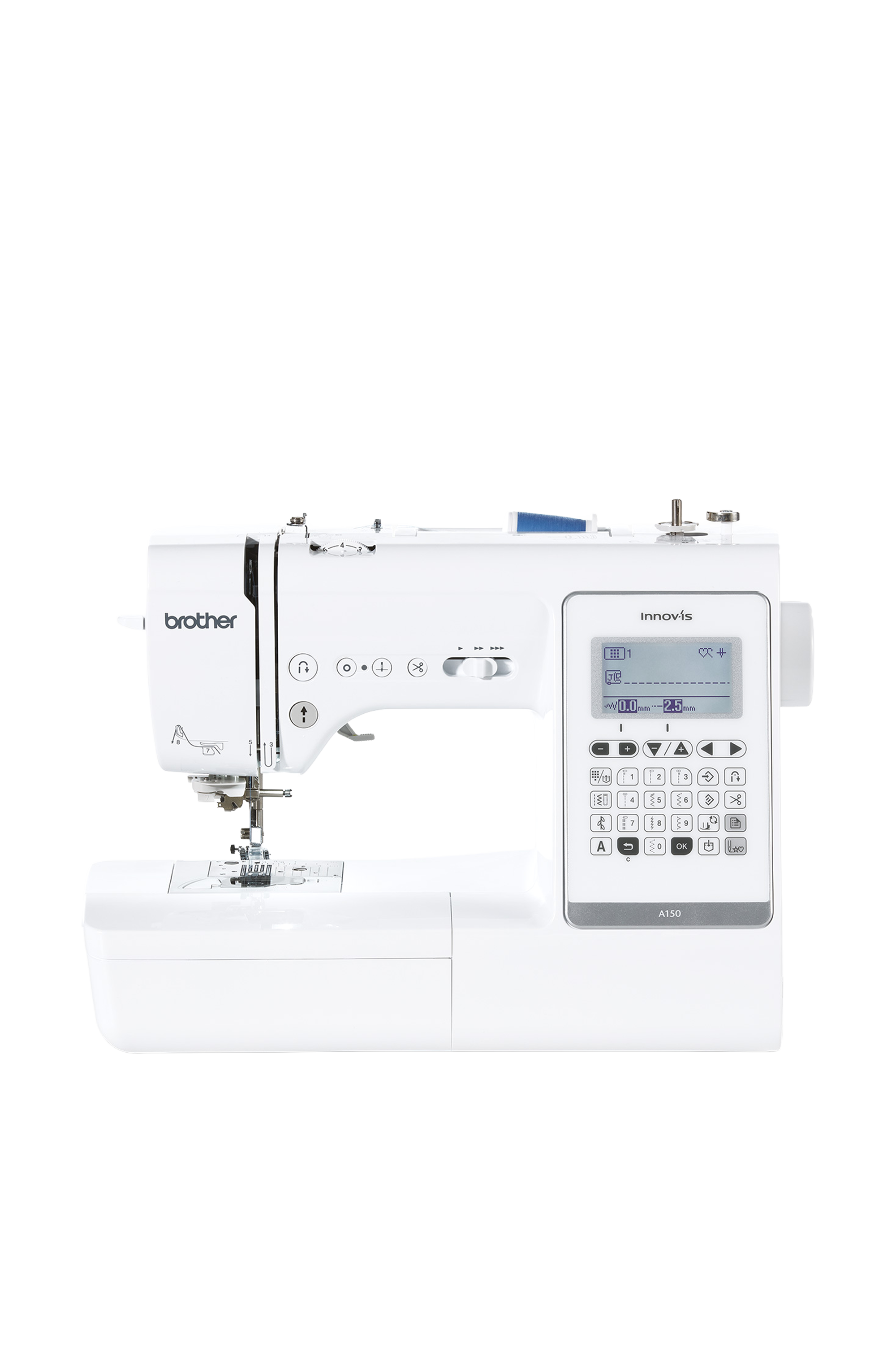 Brother Innov-is A150 Nähmaschine in gerader Frontansicht ohne Bodenschatten