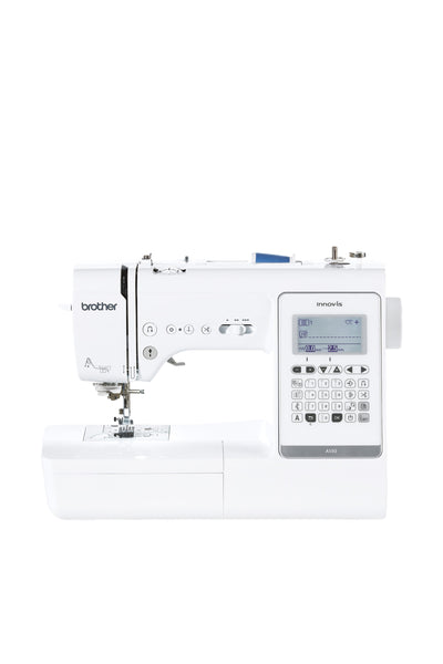 Brother Innov-is A150 sewing machine in a straight-on view without a floor shadow