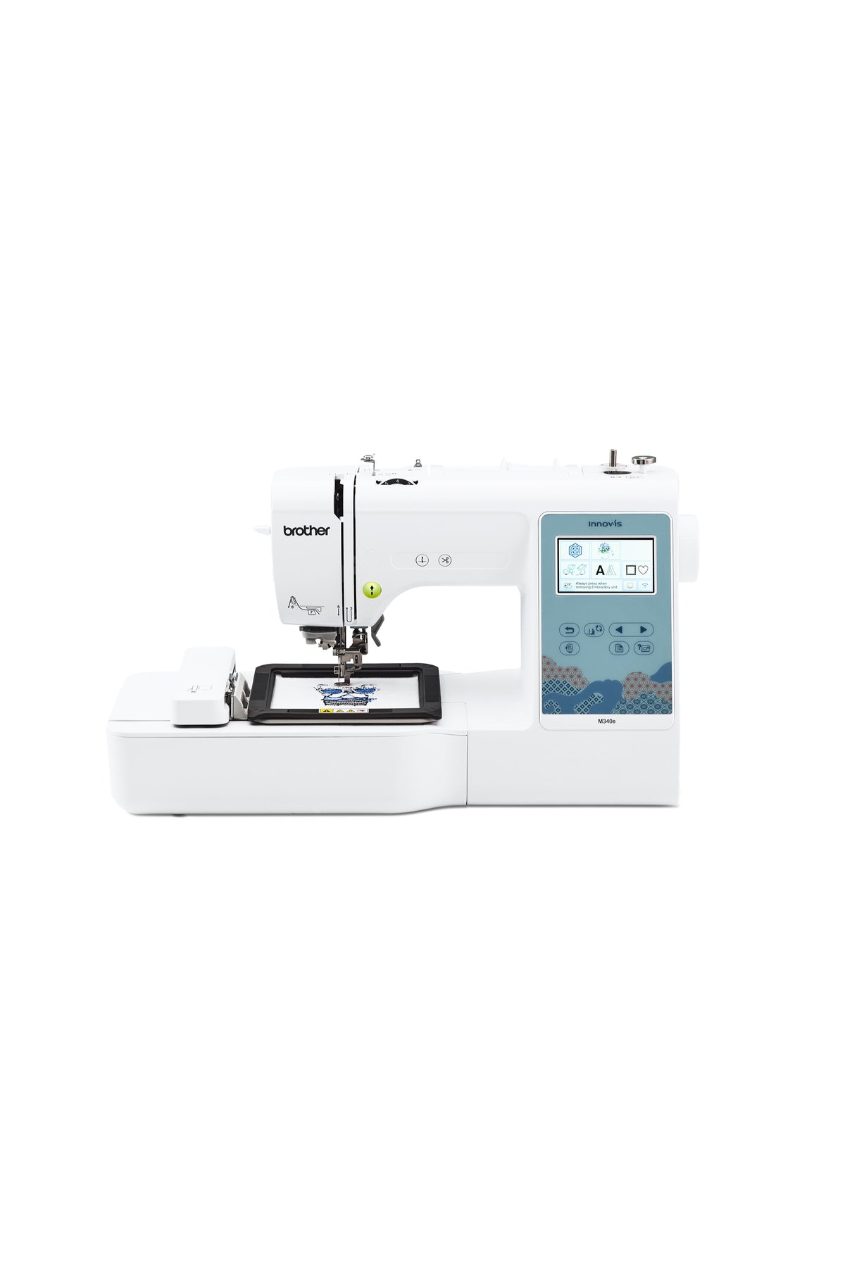 Brother Innov-is M340E embroidery machine in a straight-on front view