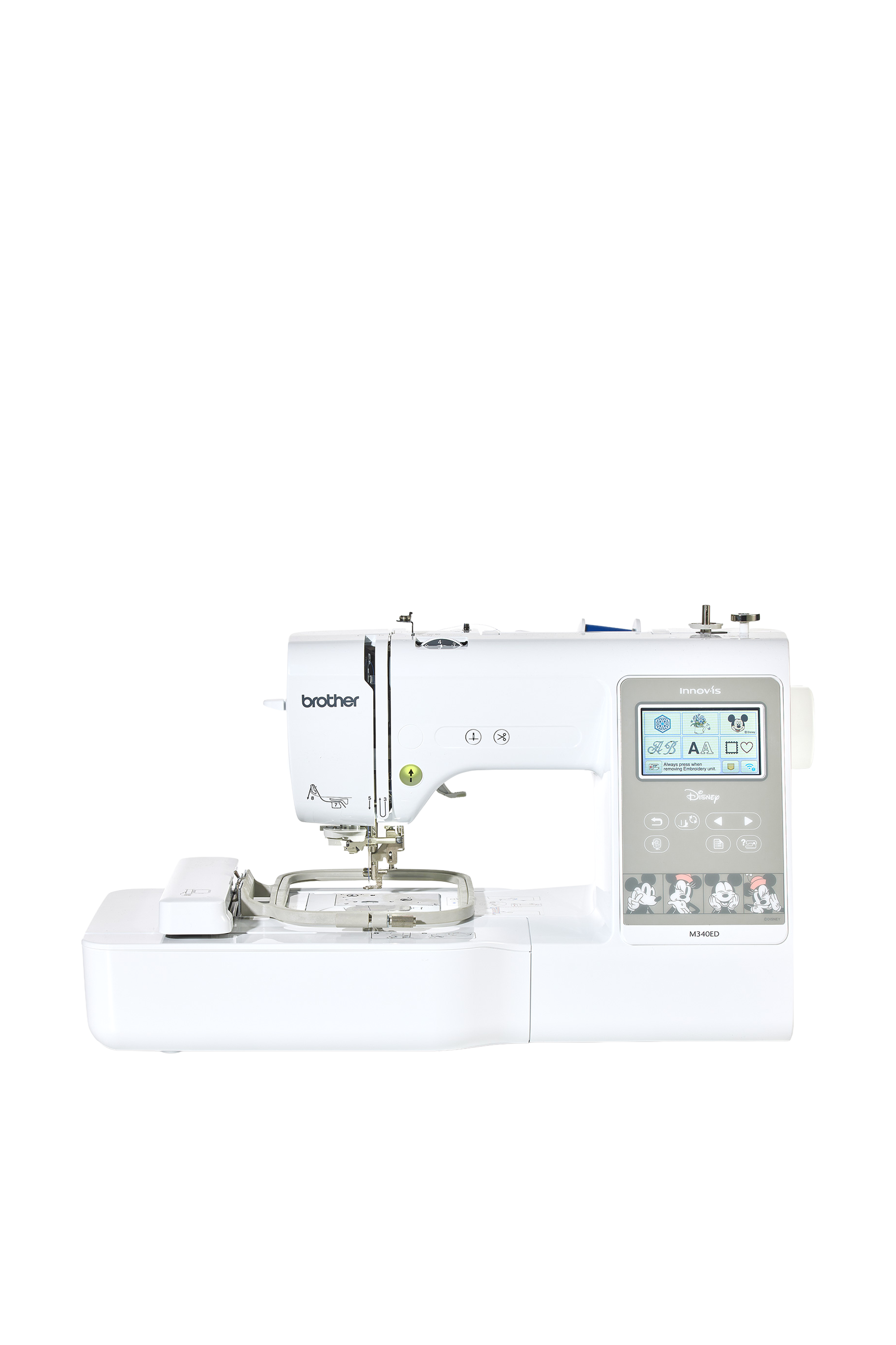 Brother Innov-is M340ED Stickmaschine in gerader Frontansicht ohne Bodenschatten