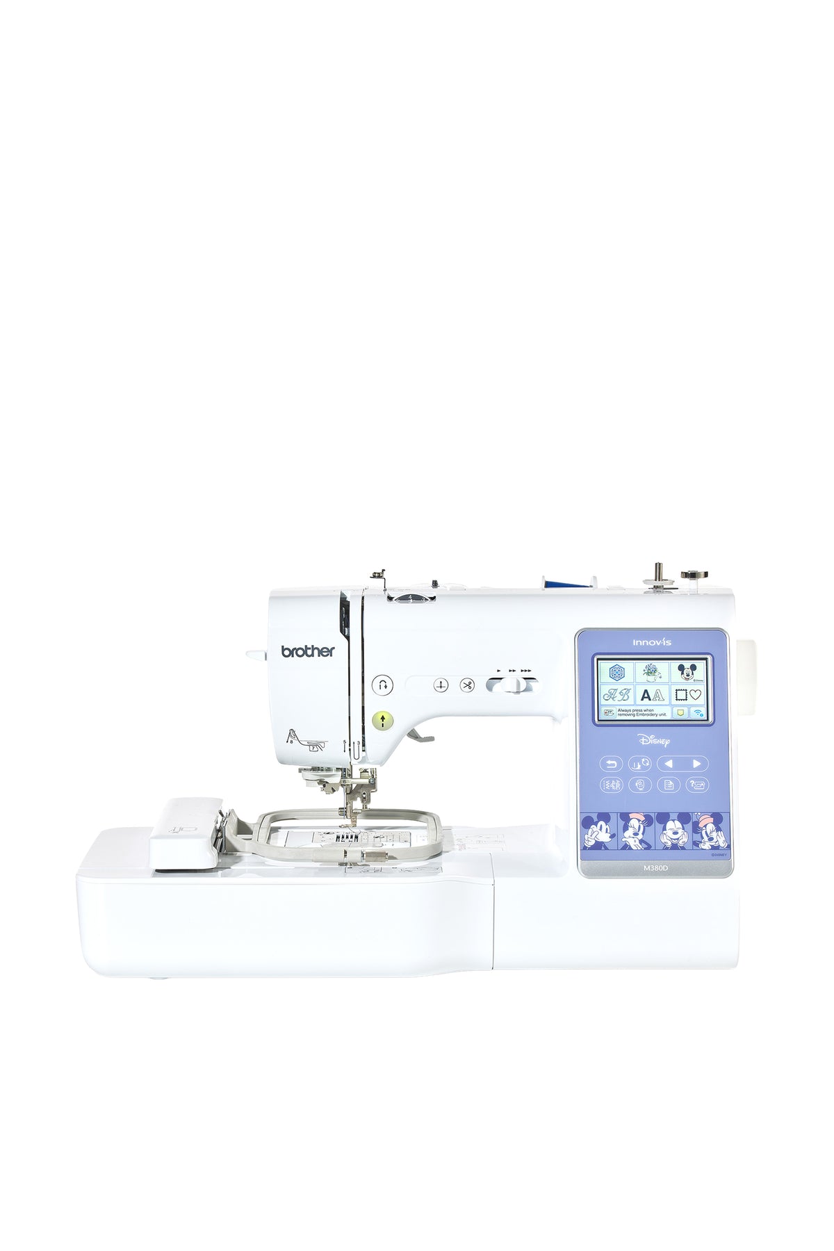 Brother Innov-is M380D Sewing & Embroidery Machine in a straight front view without a floor shadow