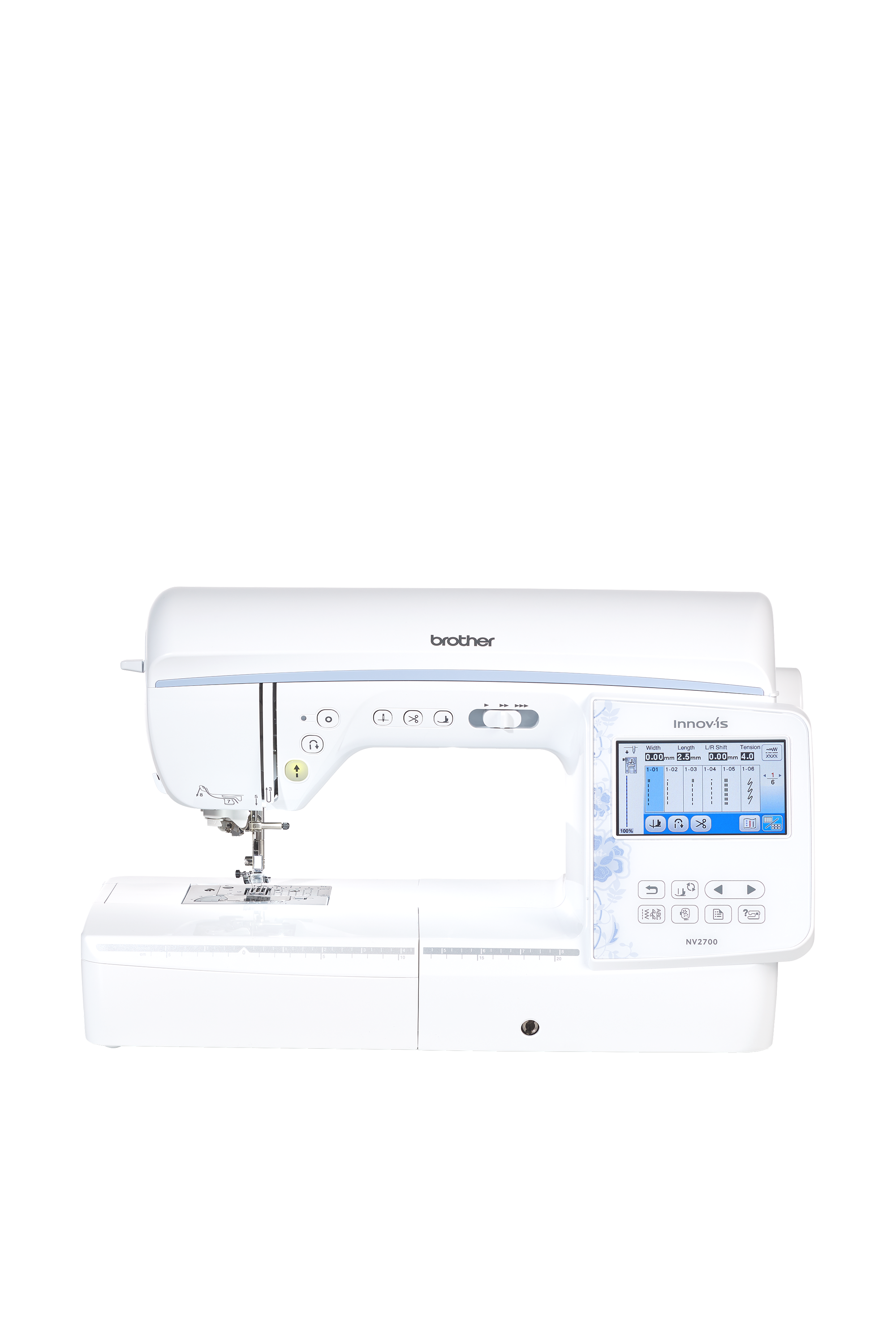 Brother Innov-is NV2700 Näh- & Stickmaschine in gerader Frontansicht ohne Bodenschatten