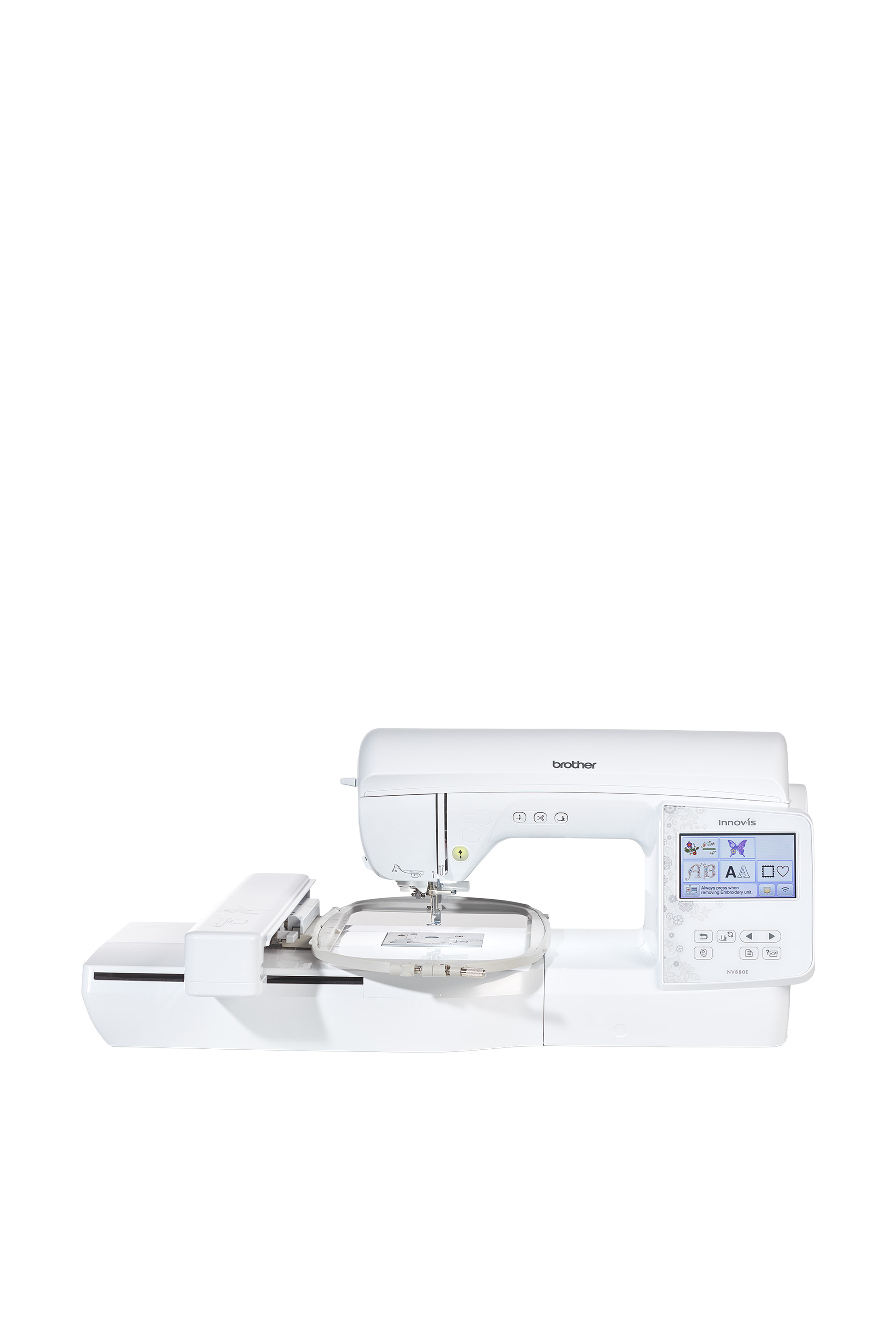 Brother Innov-is NV880E Stickmaschine in gerader Frontansicht ohne Bodenschatten