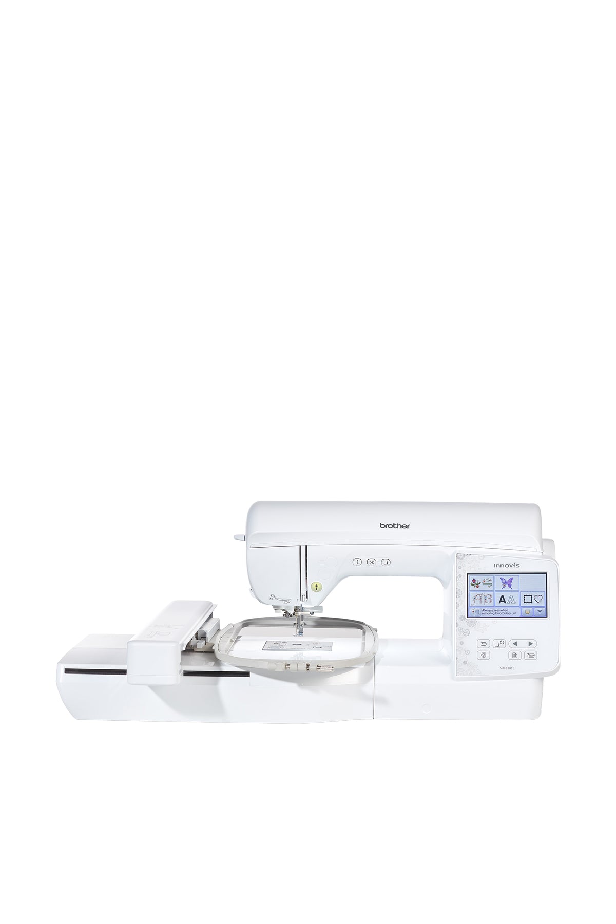 Brother Innov-is NV880E Stickmaschine in gerader Frontansicht ohne Bodenschatten