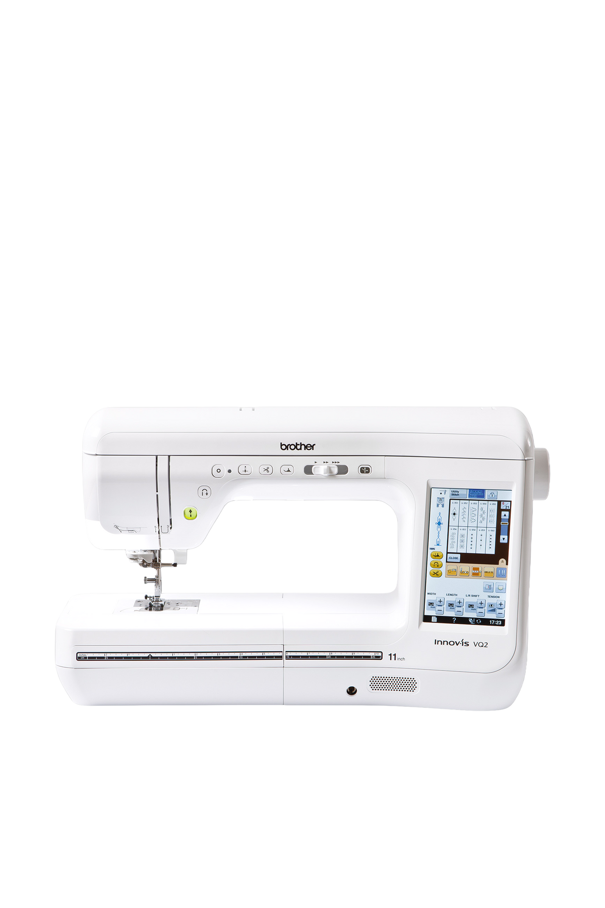 Brother Innov-is VQ2 Nähmaschine in gerader Frontansicht ohne Bodenschatten