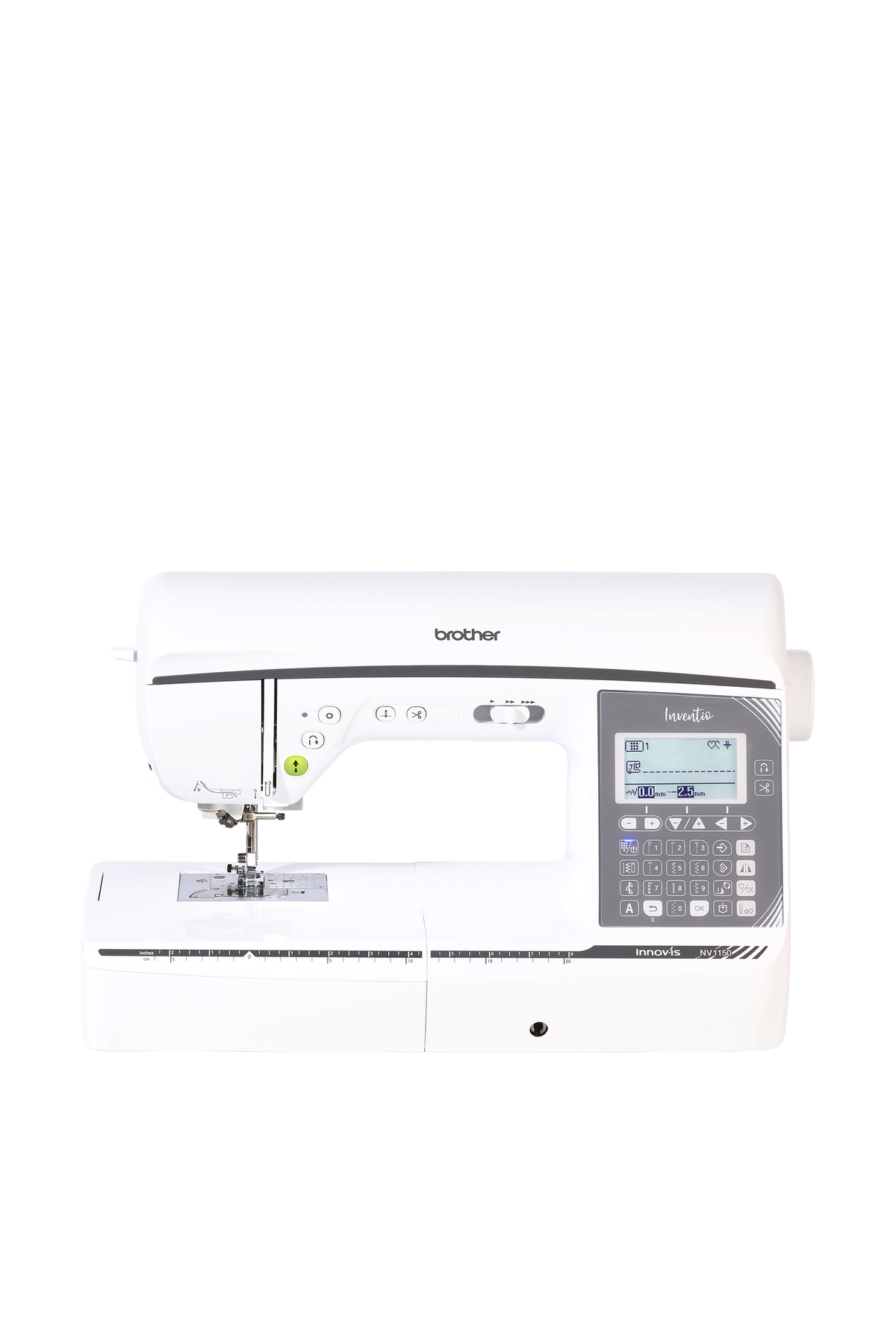 Brother Inventio NV1150 Nähmaschine in gerader Frontansicht ohne Bodenschatten