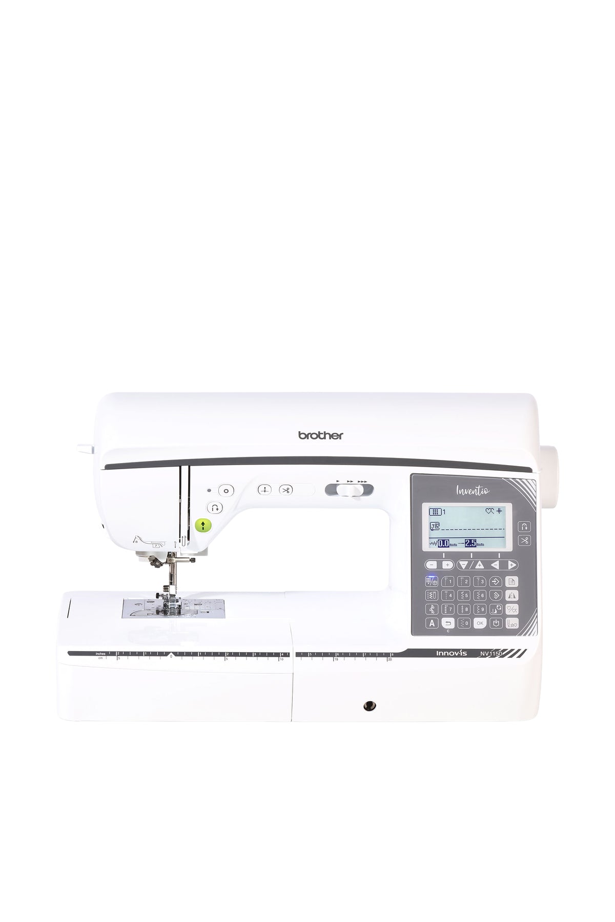 Brother Inventio NV1150 Nähmaschine in gerader Frontansicht ohne Bodenschatten