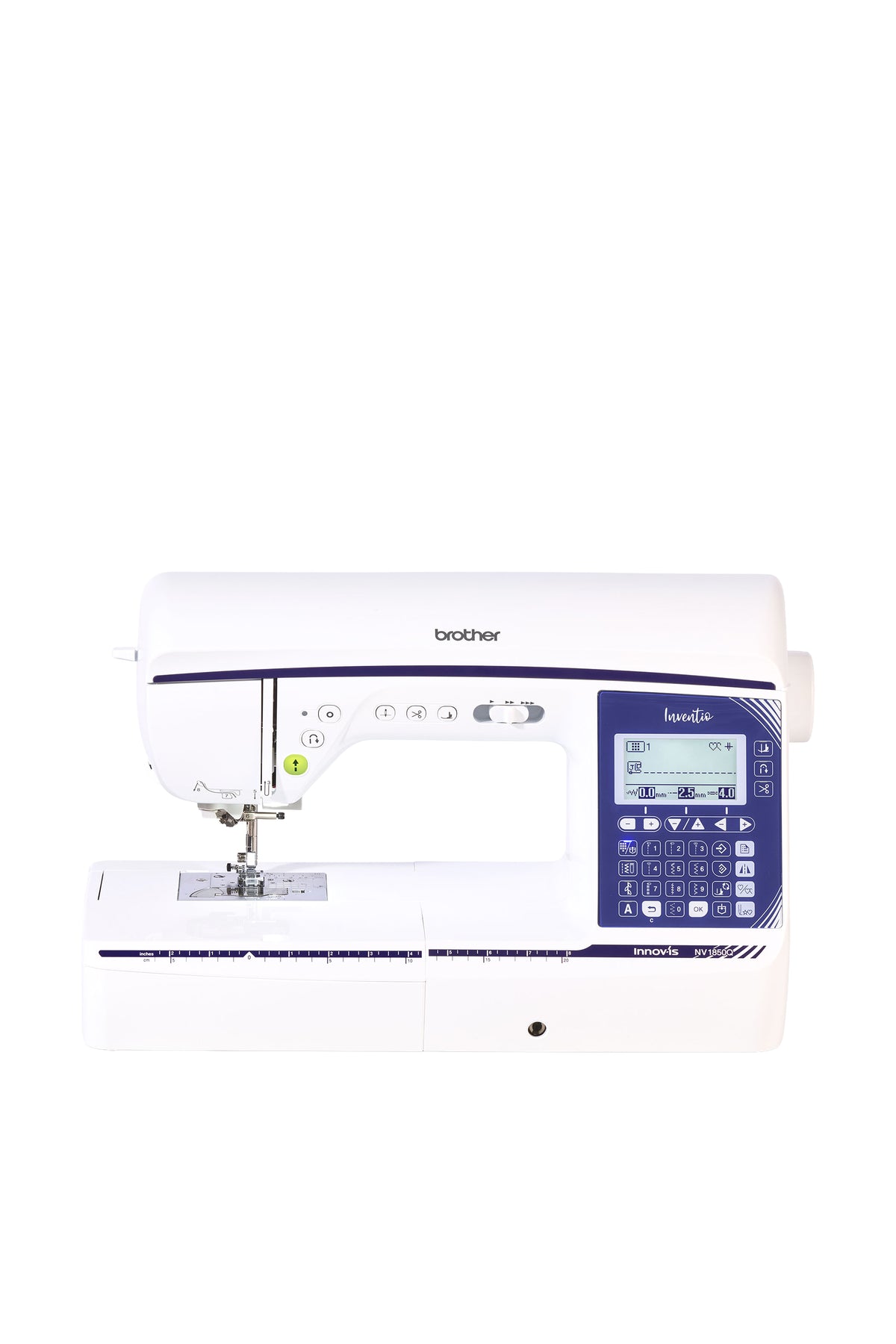 Brother Inventio NV1850Q Nähmaschine in gerader Frontansicht ohne Bodenschatten