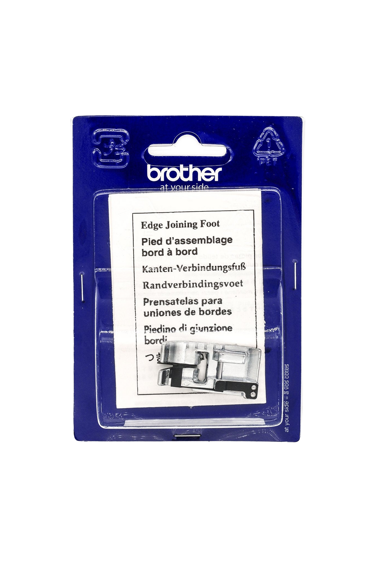 Brother Kanten-Verbindungsfuß in vollständiger Produktansicht, in Adobe Photoshop freigestellt ohne Schatten